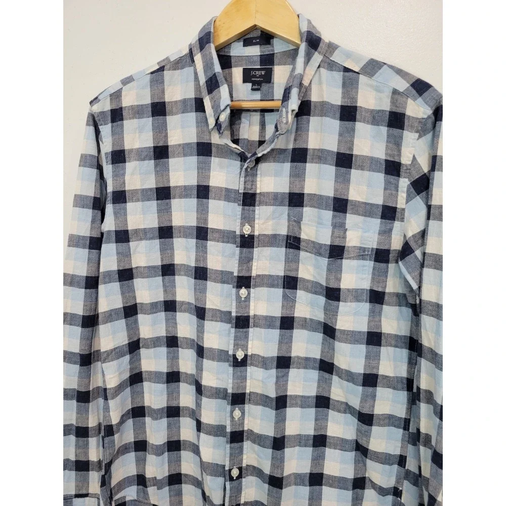 J Crew Mens Homespun Plaid Button Down Shirt Long‎ Sleeve Slim Fit